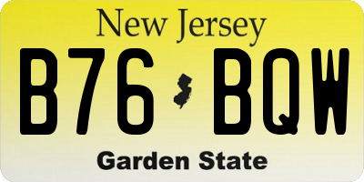 NJ license plate B76BQW