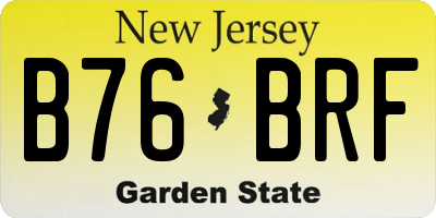 NJ license plate B76BRF