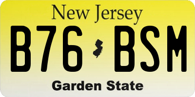 NJ license plate B76BSM