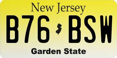 NJ license plate B76BSW