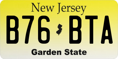 NJ license plate B76BTA