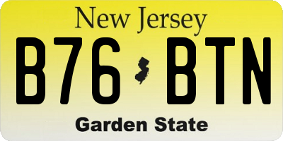NJ license plate B76BTN