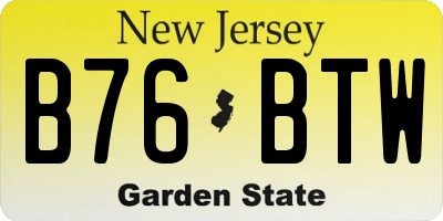 NJ license plate B76BTW