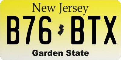NJ license plate B76BTX