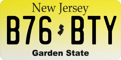 NJ license plate B76BTY