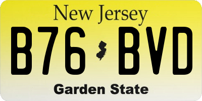 NJ license plate B76BVD