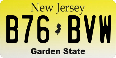 NJ license plate B76BVW