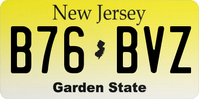 NJ license plate B76BVZ