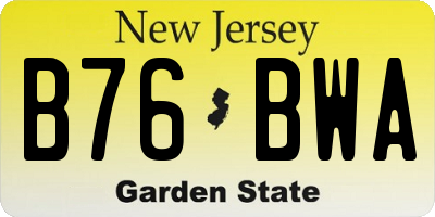 NJ license plate B76BWA