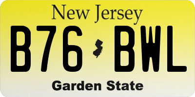 NJ license plate B76BWL