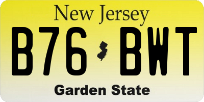 NJ license plate B76BWT