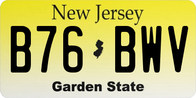 NJ license plate B76BWV