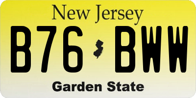 NJ license plate B76BWW