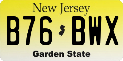 NJ license plate B76BWX