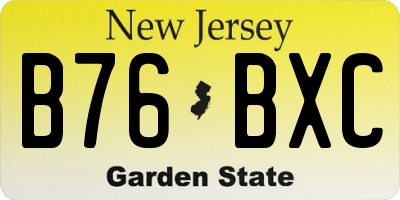 NJ license plate B76BXC