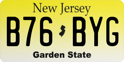 NJ license plate B76BYG