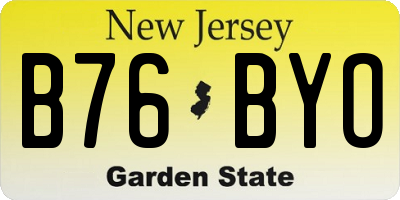 NJ license plate B76BYO