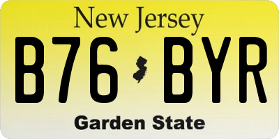 NJ license plate B76BYR