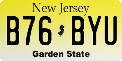 NJ license plate B76BYU