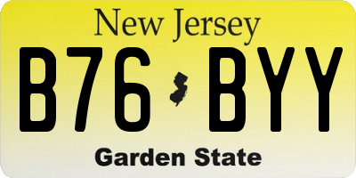 NJ license plate B76BYY