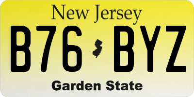 NJ license plate B76BYZ