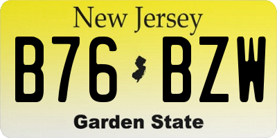 NJ license plate B76BZW