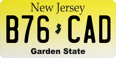 NJ license plate B76CAD