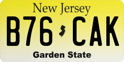 NJ license plate B76CAK