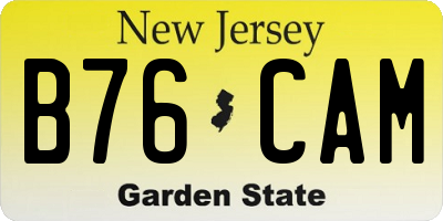 NJ license plate B76CAM