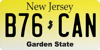 NJ license plate B76CAN