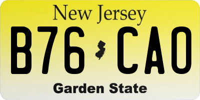 NJ license plate B76CAO