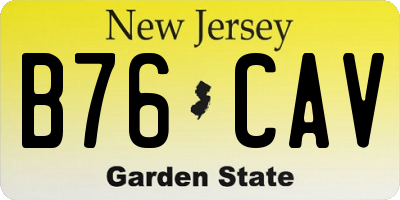 NJ license plate B76CAV