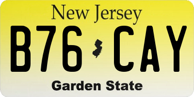 NJ license plate B76CAY