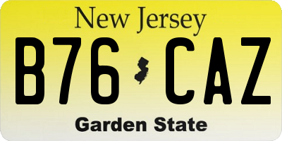 NJ license plate B76CAZ