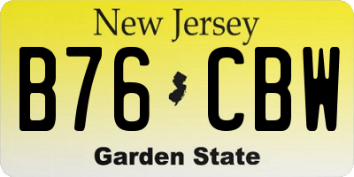 NJ license plate B76CBW
