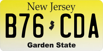 NJ license plate B76CDA