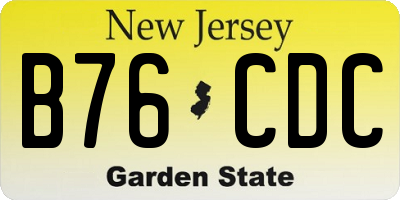 NJ license plate B76CDC