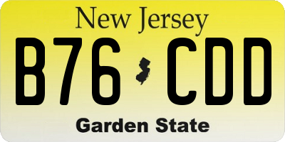 NJ license plate B76CDD