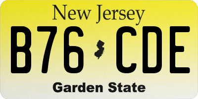 NJ license plate B76CDE