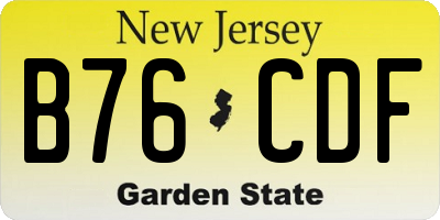 NJ license plate B76CDF