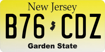 NJ license plate B76CDZ