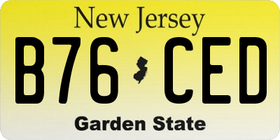 NJ license plate B76CED