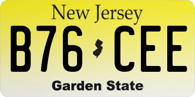 NJ license plate B76CEE