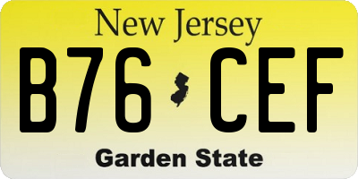 NJ license plate B76CEF
