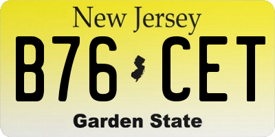 NJ license plate B76CET