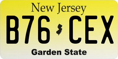 NJ license plate B76CEX