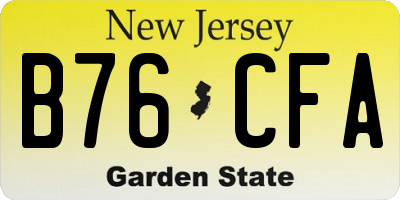 NJ license plate B76CFA