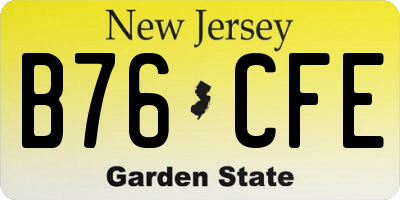 NJ license plate B76CFE