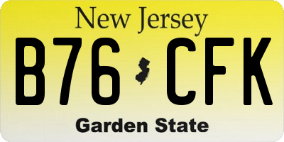 NJ license plate B76CFK