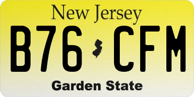 NJ license plate B76CFM